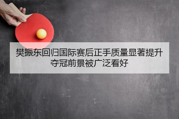 樊振东回归国际赛后正手质量显著提升 夺冠前景被广泛看好